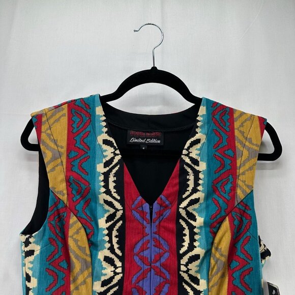 Hobby Horse Kyra Show Vest Womens S Southwestern V-Neck Full Zip Teal Multicolor - Picture 3 of 12